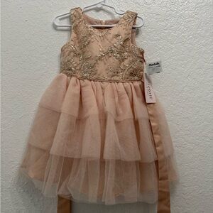 Biscotti Peach Embellished Formal Dress